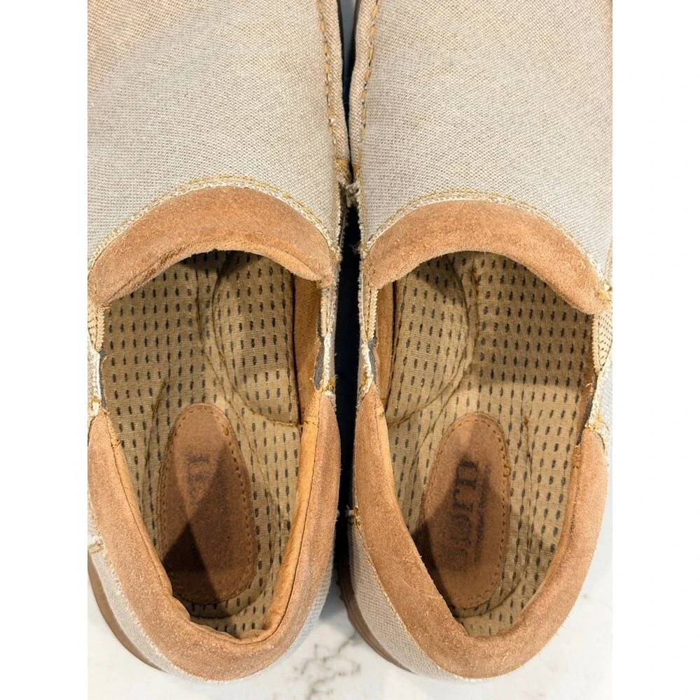 Born Mens Gudmund Natural Canvas Slip On Shoes Loafers SZ 12